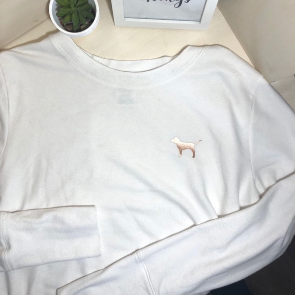 PINK Victoria's Secret Sweaters - PINK Rose Gold Logo All White Sweater